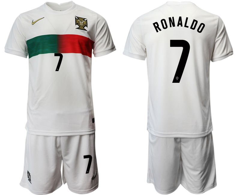 Men 2022 World Cup National Team Portugal away white #7 Soccer Jerseys
